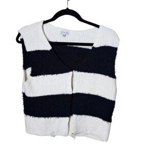 Moon River Sweater Vest Sleeveless Nautical Stripe Size Medium